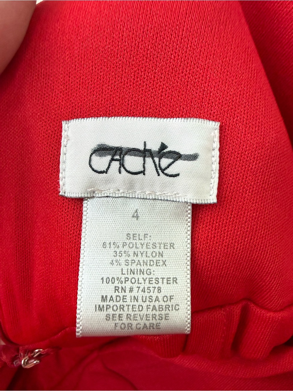 Cache Red V-Neck Sleeveless Satin Bodycon Dress - Picture 7 of 12